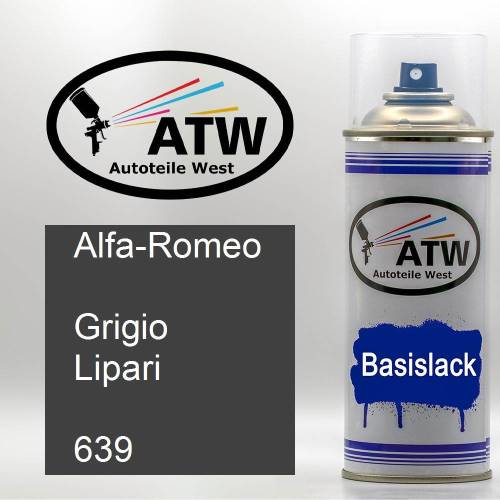 Alfa-Romeo, Grigio Lipari, 639: 400ml Sprühdose, von ATW Autoteile West.